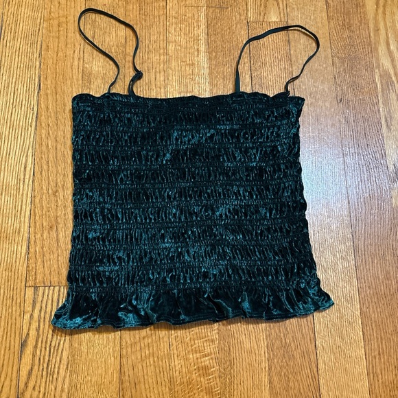 American Eagle Outfitters Tops - American Eagle Outfitters Dark Green Velvet Cami